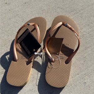 Havaianas Metallic Bronze Flip Flops